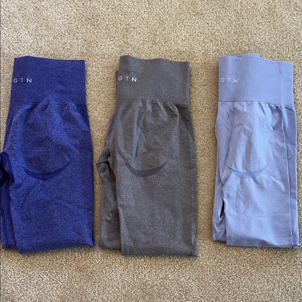 NVGTN Leggings Trio in Blue, Gray, and Light Purple - Picture 2 of 8